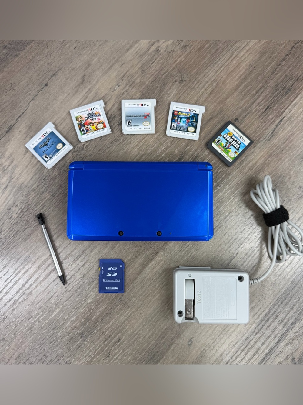 Nintendo 3DS Cobalt Blue Bundle Tested & Working 6 games charger SD card stylus